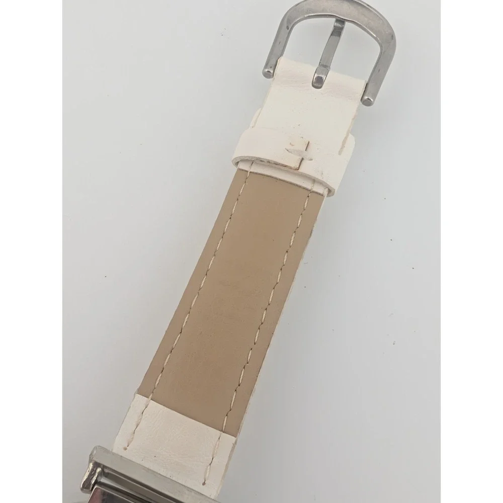 Mateo Watch Women 38mm Case Pink Dial White Leather Band- New‎ Battery